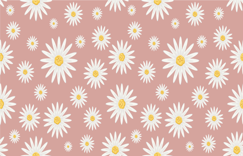 Vinyl tapijt bloemen en planten schattig roze madeliefjespatroon - TenStickers