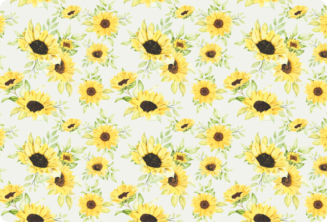 Vinyl tapijt bloemen en planten aquarel zonnebloem patroon - TenStickers
