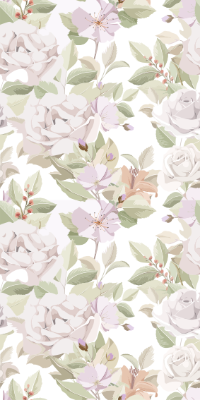 Vinyl tapijt bloemen en planten elegant bloempatroon - TenStickers