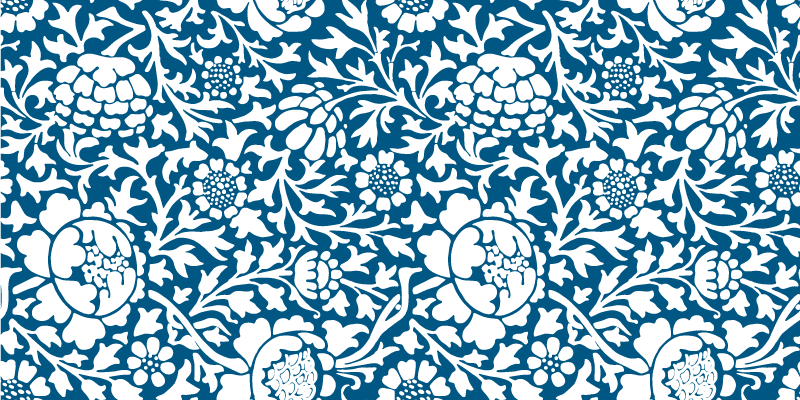 Vinyl tapijt bloemen en planten marineblauwe flora - TenStickers
