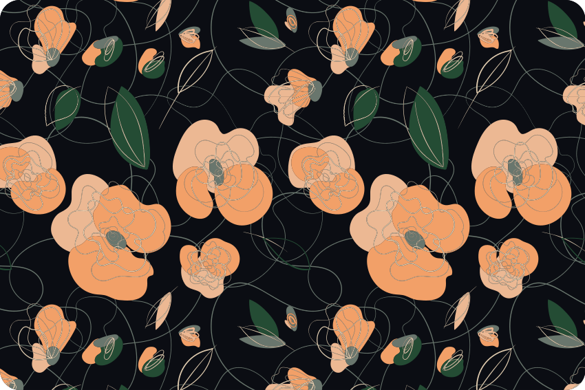 Vinyl tapijt bloemen en planten donker levendig patroon - TenStickers