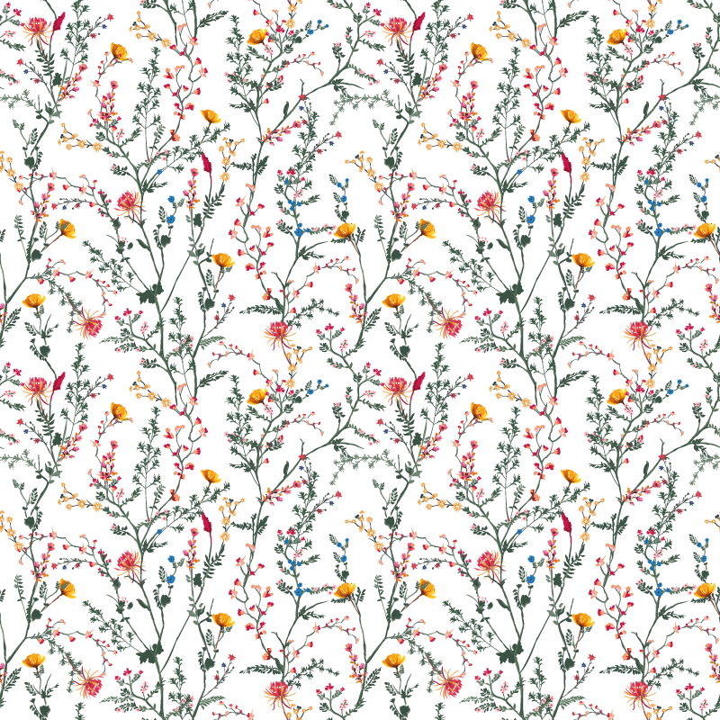 Vinyl tapijt bloemen en planten dun minimalistische tuinbloemen - TenStickers