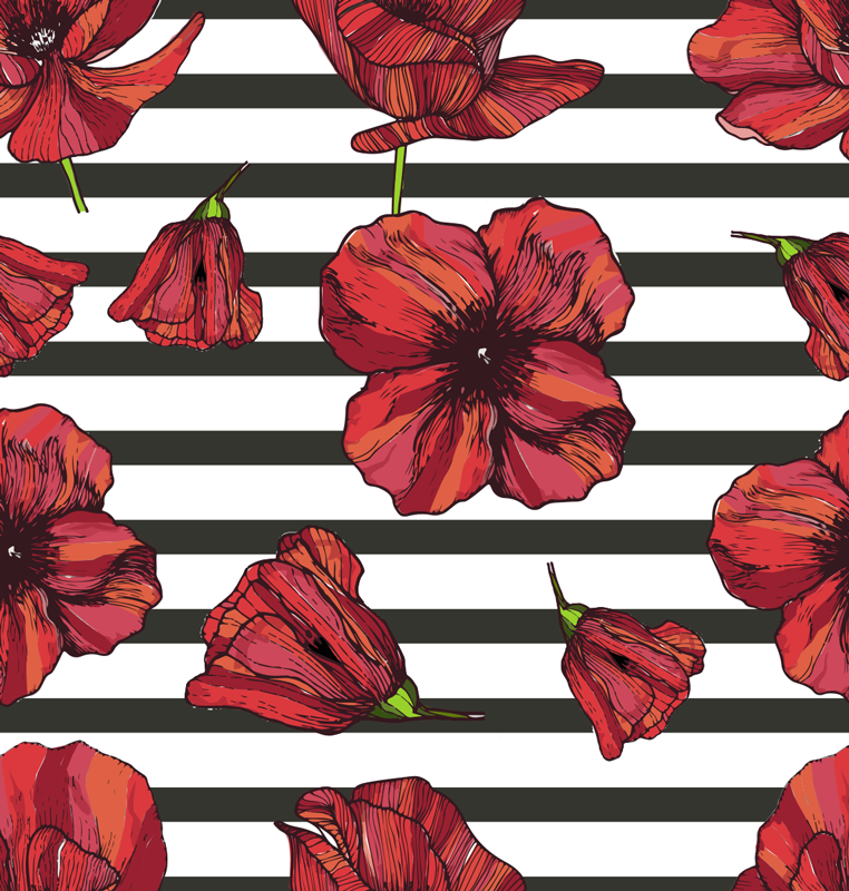 Vinyl tapijt bloemen en planten poolse papaverplanten - TenStickers