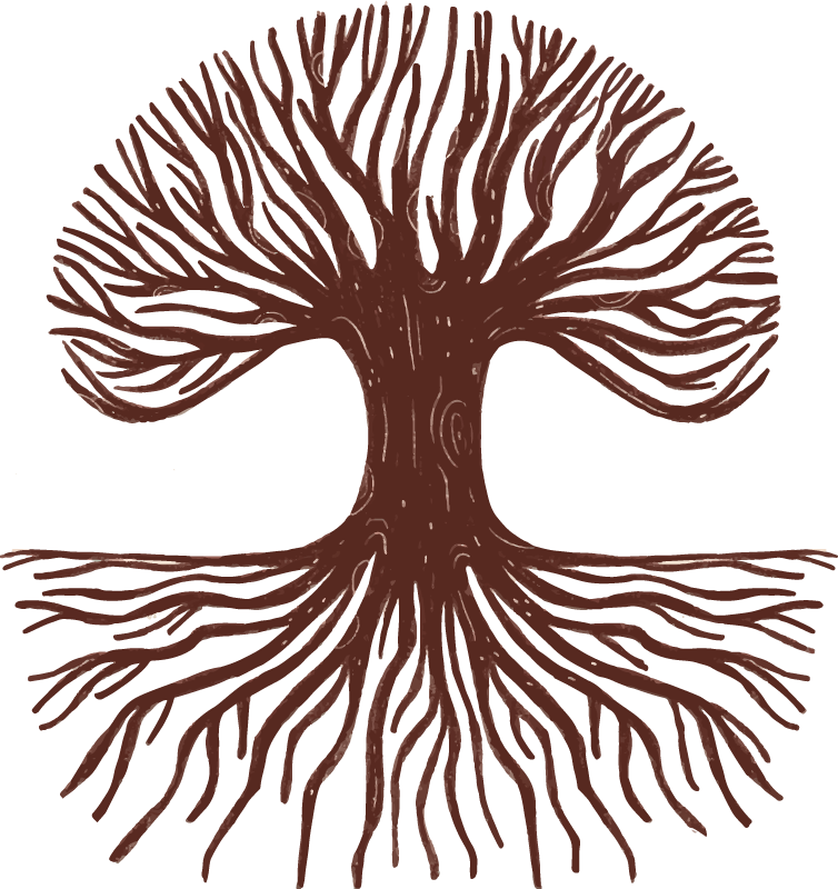 Vinyl tapijt bloemen en planten levensboom lange wortels - TenStickers