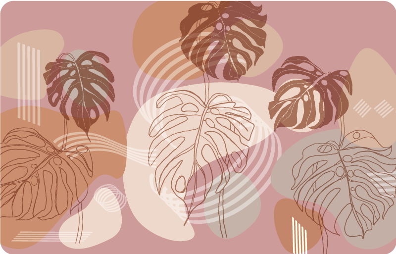 Vinyl tapijt bloemen en planten leaf continue schets - TenStickers