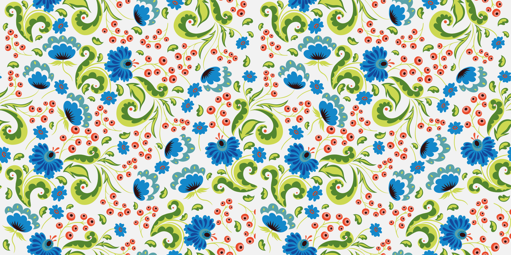 Vinyl tapijt bloemen en planten groene en blauwe bloemen - TenStickers