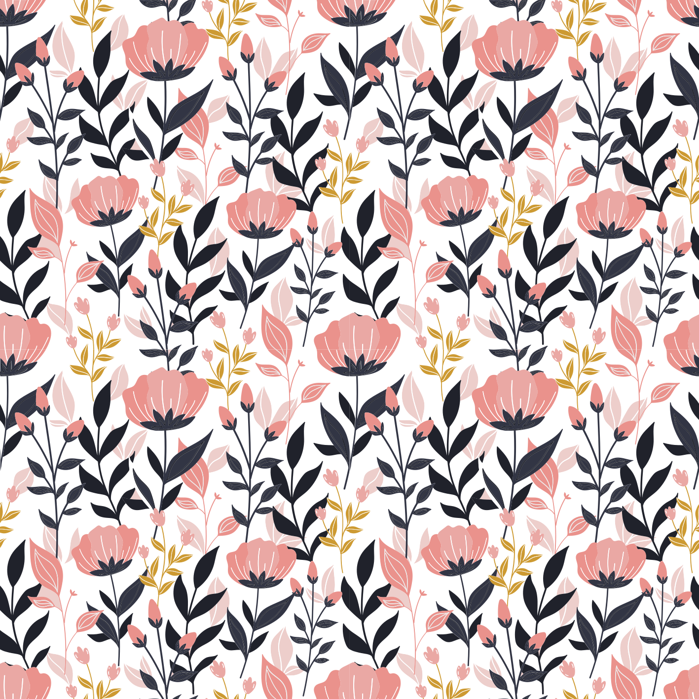 Vinyl tapijt bloemen en planten roze bloemen - TenStickers