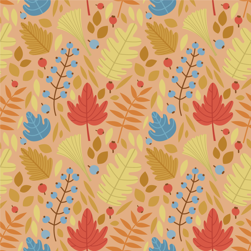 Vinyl tapijt bloemen en planten schattig herfstbladeren ontwerp - TenStickers