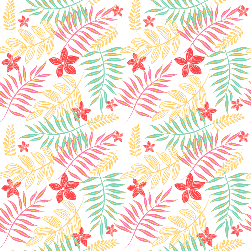 Vinyl tapijt bloemen en planten neon bladeren design - TenStickers