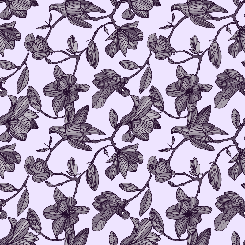 Vinyl tapijt bloemen en planten met schattig magnolia ontwerp - TenStickers