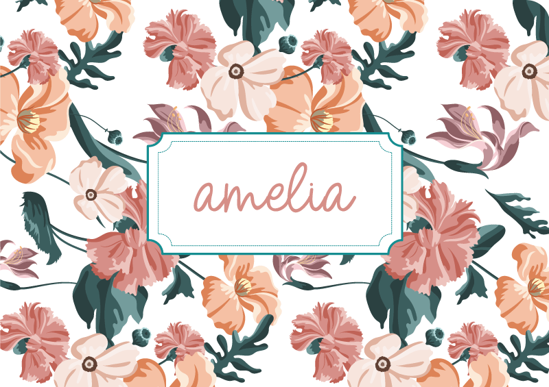 Vinyl tapijt bloemen en planten mooie pastelbloemenpatroon - TenStickers