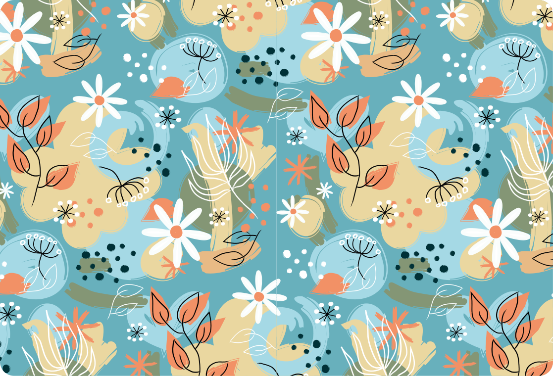 Vinyl tapijt bloemen en planten abstracte vlakke achtergrond - TenStickers