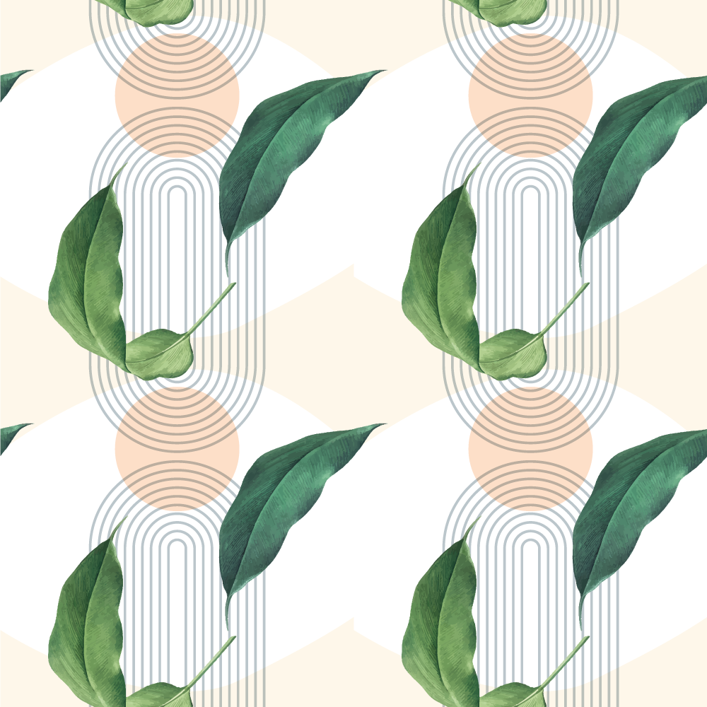 Vinyl tapijt bloemen en planten groene blad op abstract roze acht - TenStickers