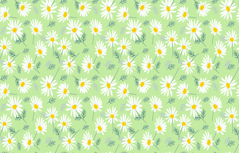 Vinyl tapijt bloemen en planten met madeliefjespatroon - TenStickers