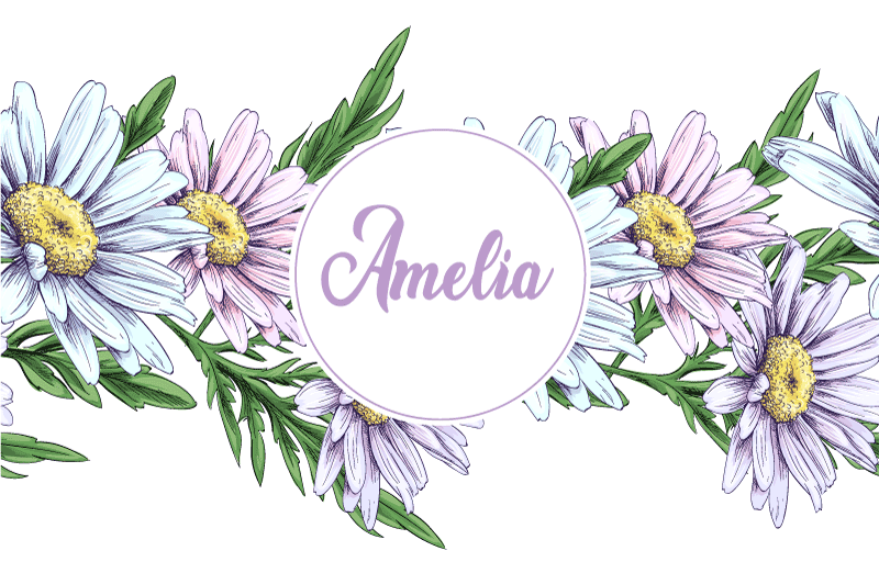 Vinyl tapijt bloemen en planten met naam in madeliefje - TenStickers