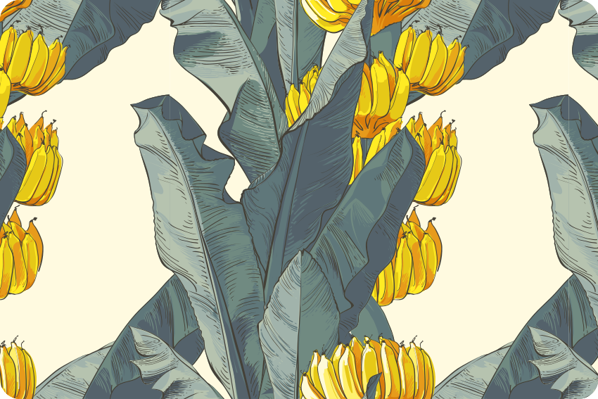 Vinyl tapijt bloemen en planten banaanboom patroon - TenStickers