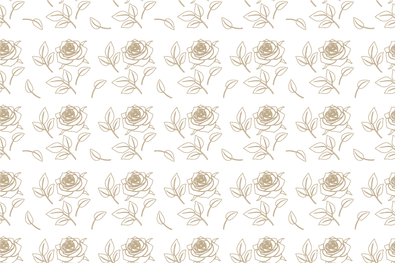 Vinyl tapijt bloemen en planten rozenpatroon beige achtergrond - TenStickers