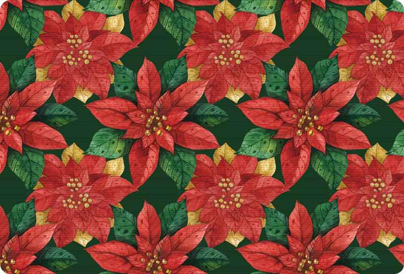 Vinyl tapijt bloemen en planten mooi kerstpatroon rood groen - TenStickers