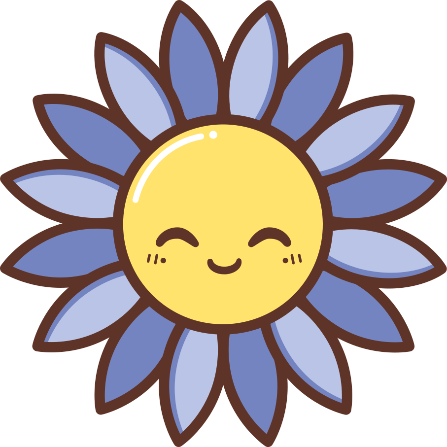 Vinyl tapijt bloemen en planten silhouet blije paarse bloem - TenStickers