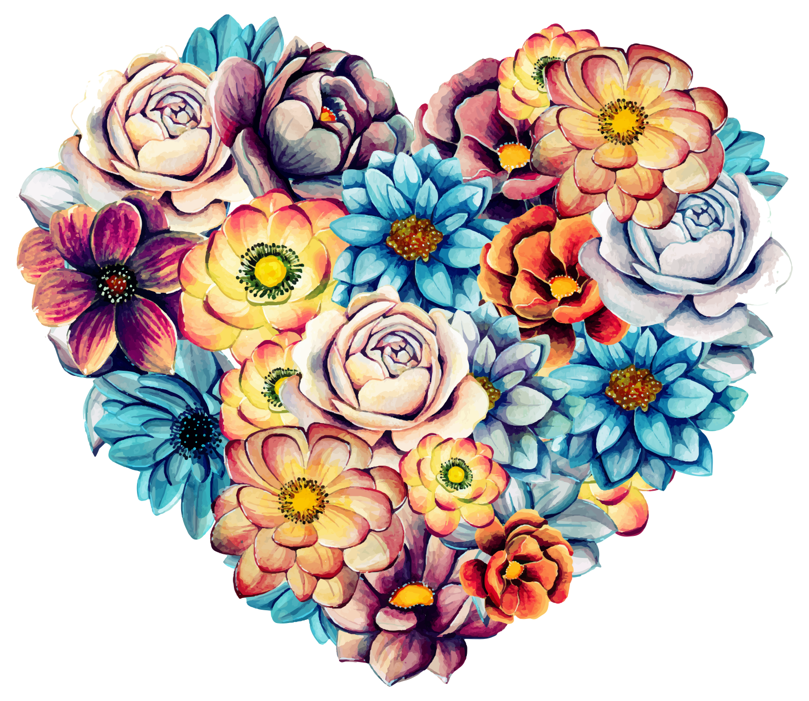 Vinyl tapijt bloemen en planten prachtig hart vol bloemen - TenStickers