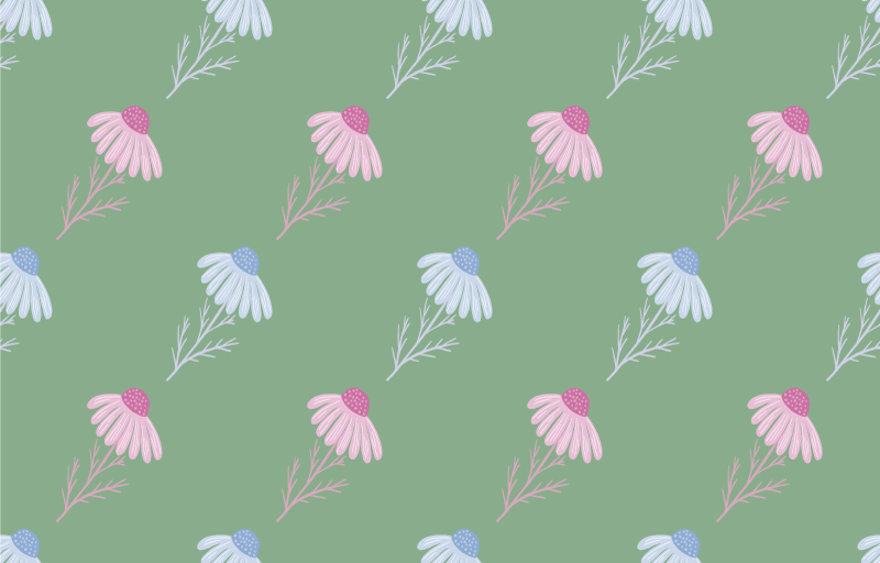 Vinyl tapijt bloemen en planten kamillebloem patroon - TenStickers