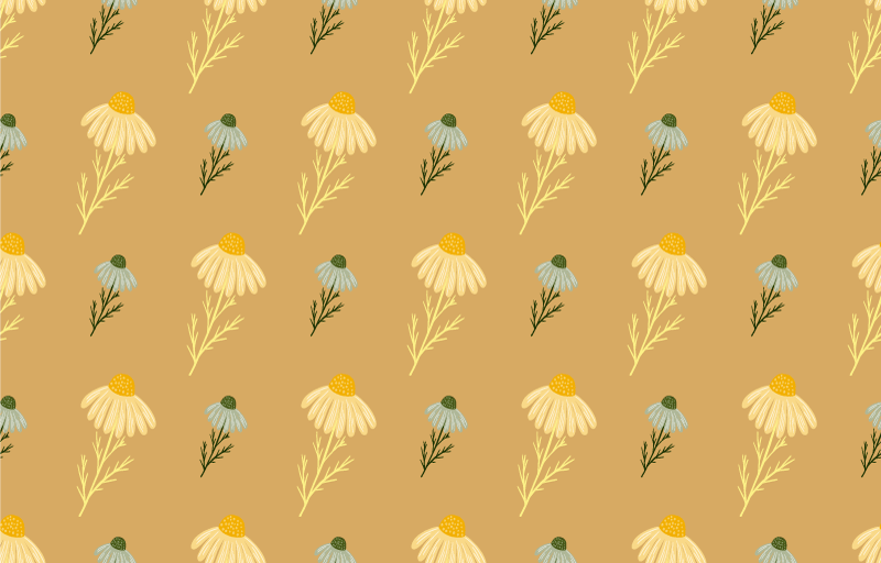 Vinyl tapijt bloemen en planten natuurlijke kamillepatroon - TenStickers