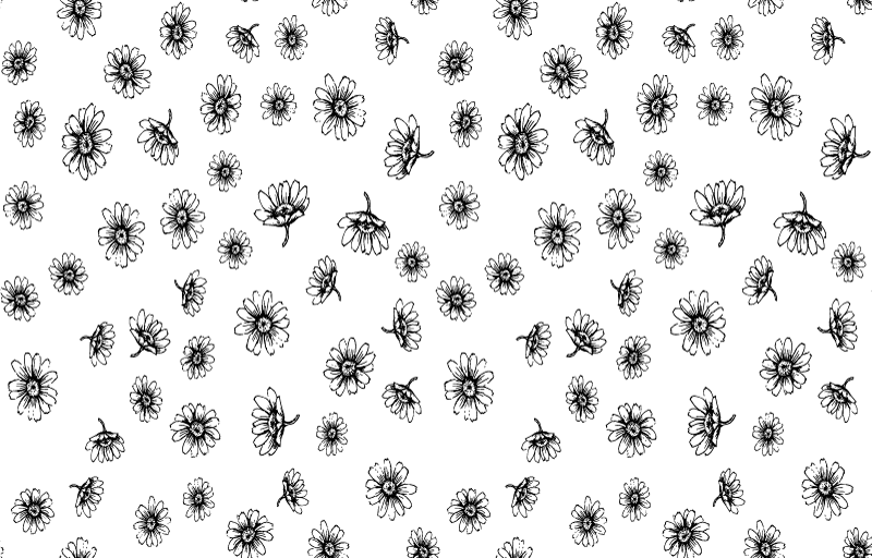 Vinyl tapijt bloemen en planten set omtrek madeliefjes - TenStickers