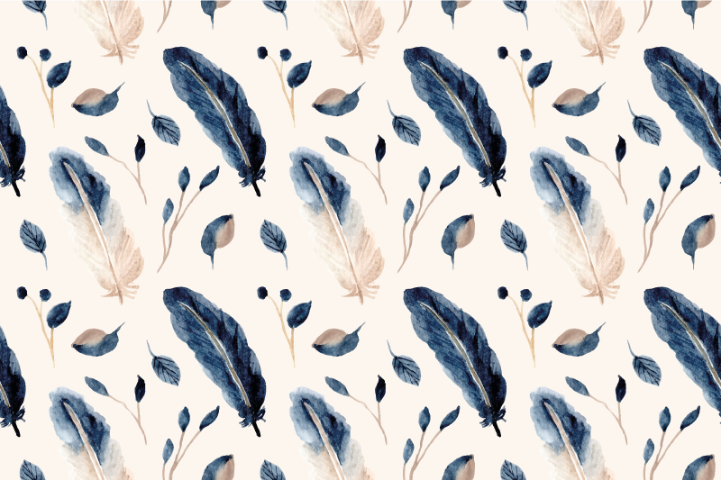 Vinyl tapijt bloemen en planten vliegende bladeren en veren - TenStickers