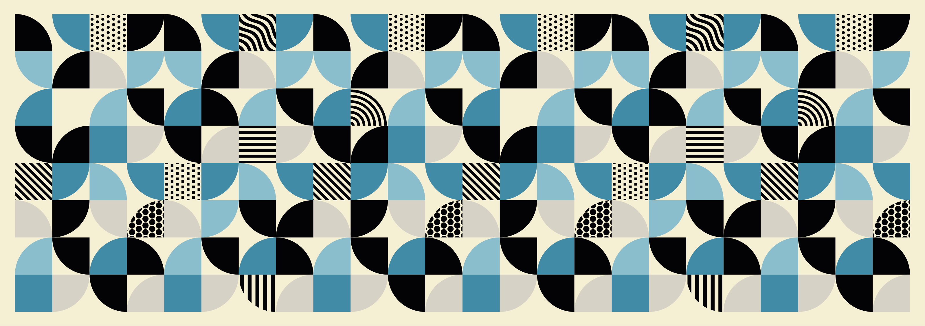 Vinyl tapijt eetkamer retro blauw bauhaus patroon - TenStickers