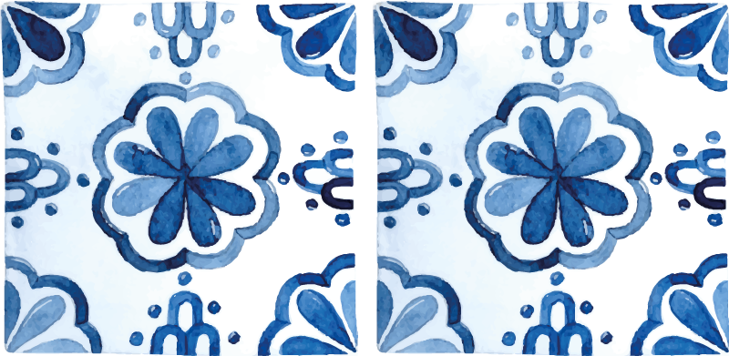 Vinyl tapijt eetkamer met bloemen cementtegels patroon - TenStickers