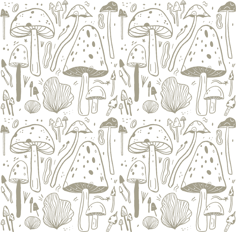 Vinyl tapijt eetkamer beige paddenstoelen patroon - TenStickers