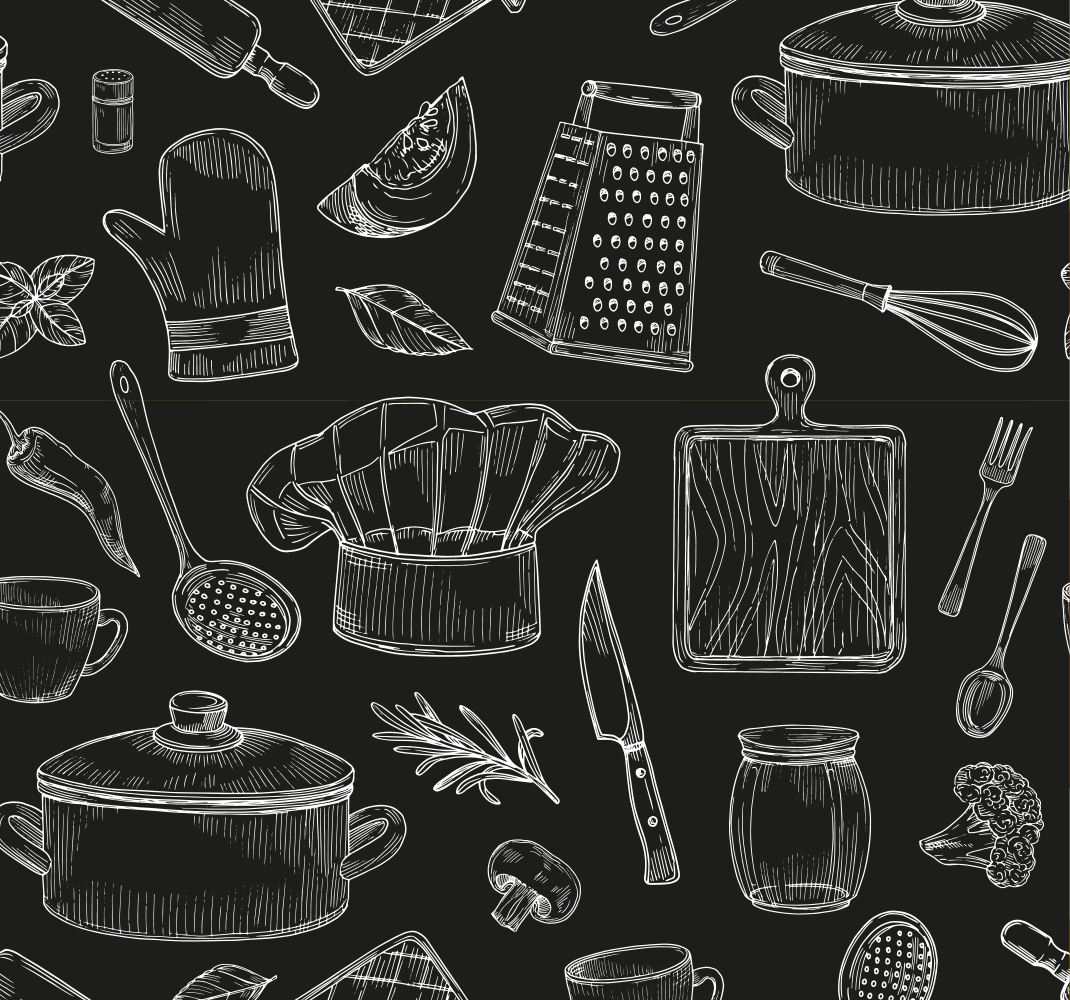 Vinyl vloerkleed keuken elegante bestek - TenStickers