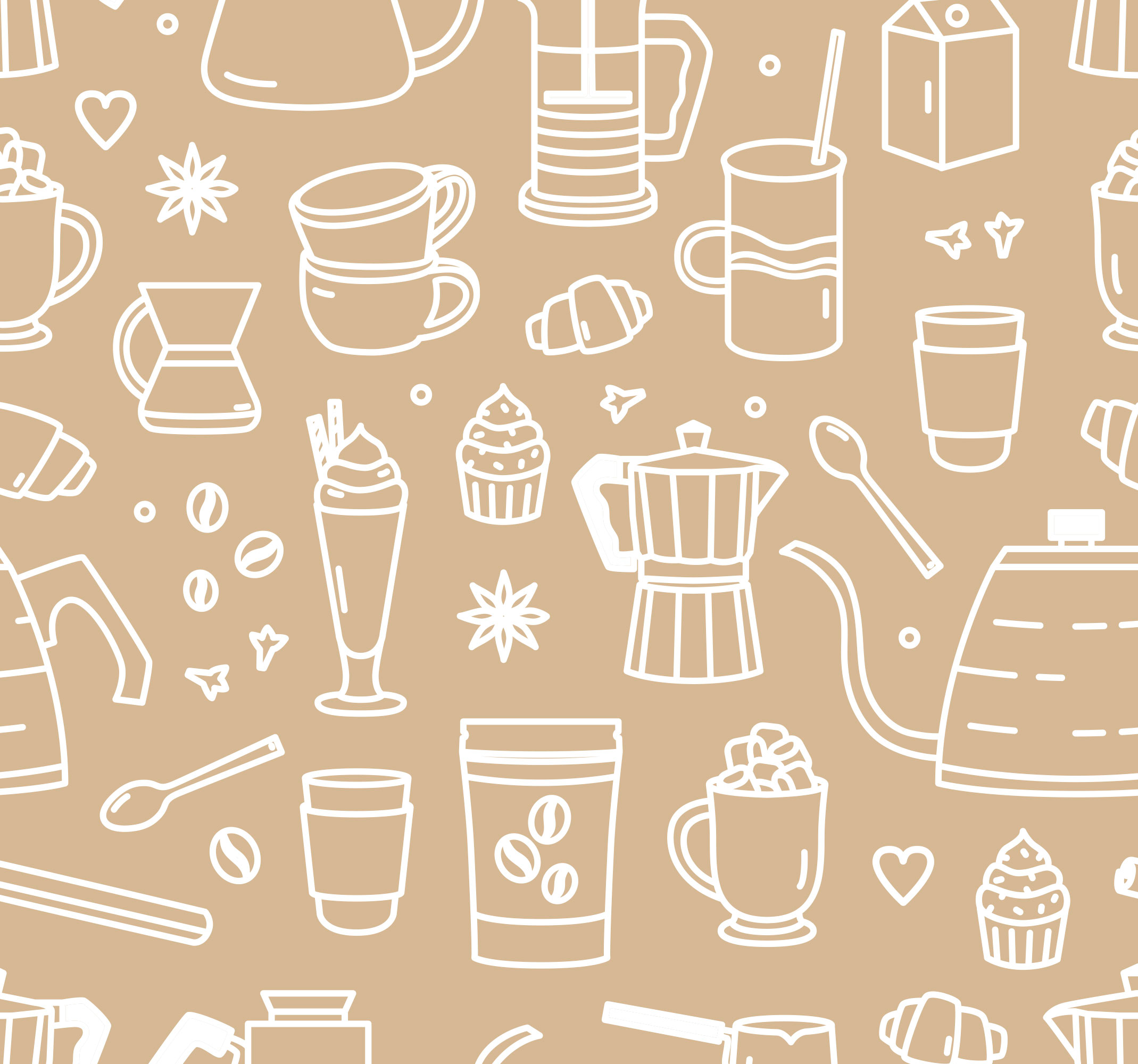 Vinyl vloerkleed keuken koffie kopjes en glazen patroon - TenStickers