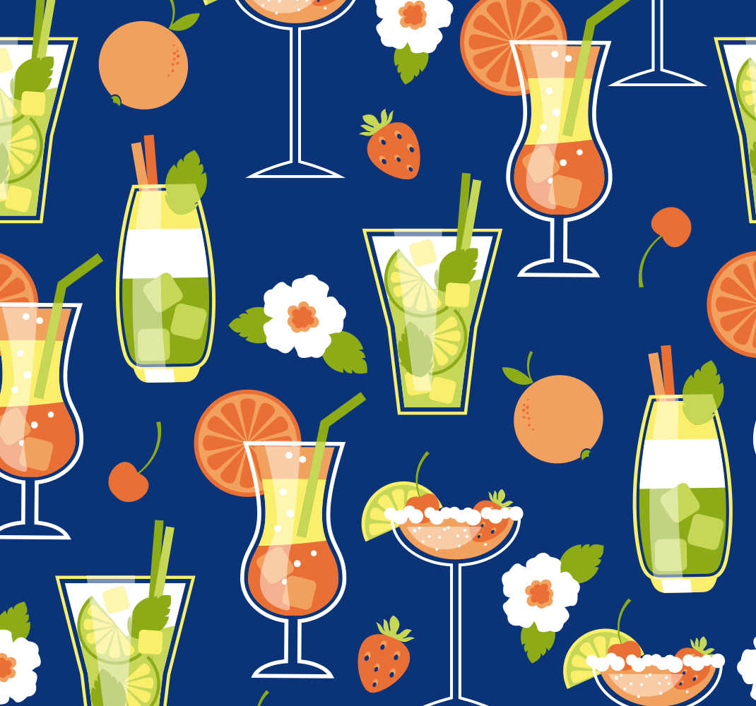 Vinyl vloerkleed keuken vintage cocktails - TenStickers
