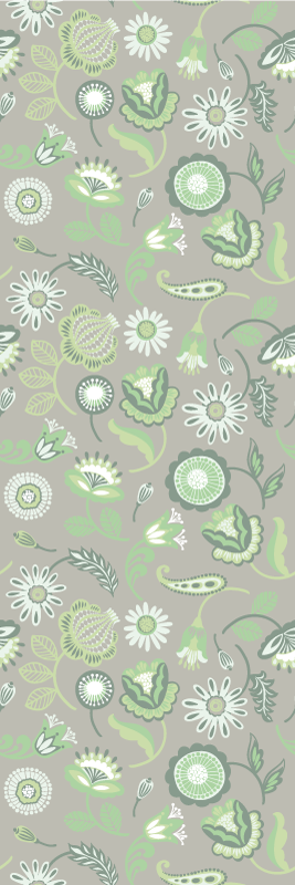 Vinyl vloerkleed keuken delicate groene bloemenpatroon - TenStickers