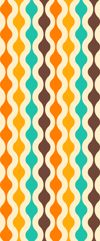 Vinyl vloerkleed keuken geometrisch retro jaren 70 - TenStickers