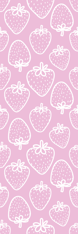 Vinyl vloerkleed keuken naadloos roze aardbeienpatroon - TenStickers