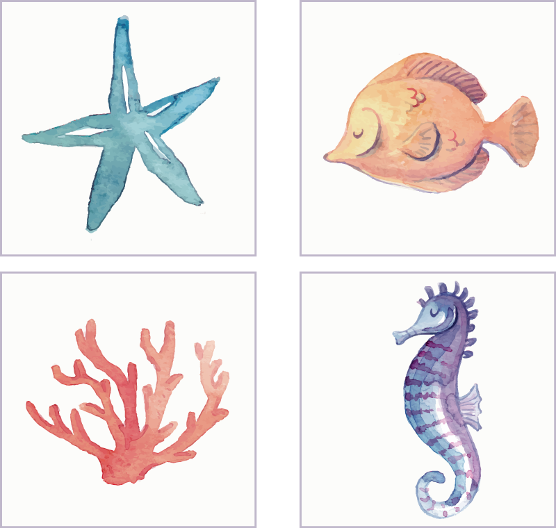 Vinyl vloerkleed badkamer zeedieren - TenStickers