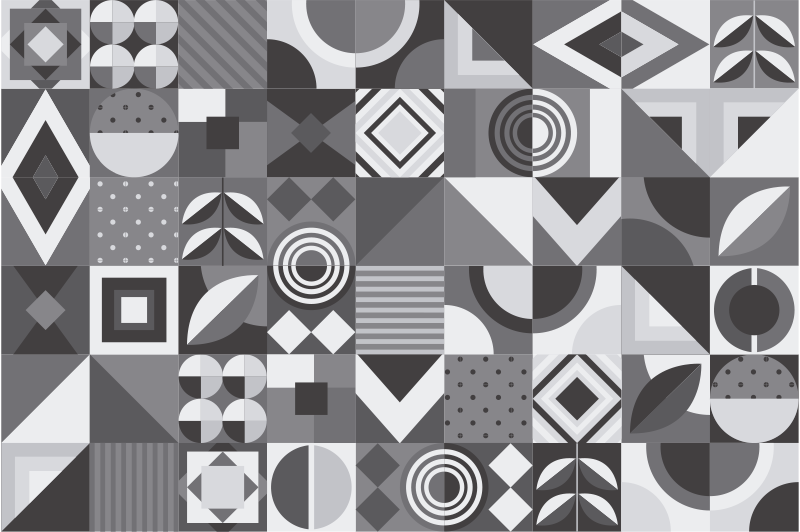 Vinyl vloerkleed badkamer grijze geometrische tegels - TenStickers