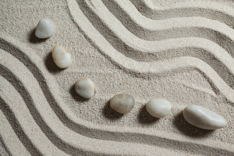 Vinyl vloerkleed badkamer zen pad zand - TenStickers