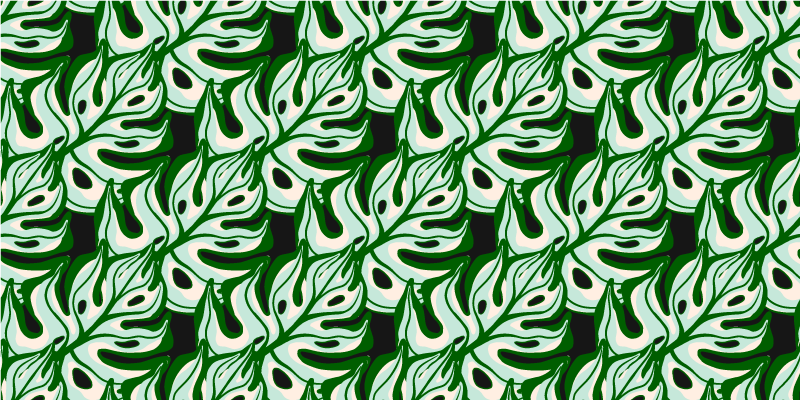 Vinyl tapijt bloemen en planten zwartgroene flora patroon - TenStickers