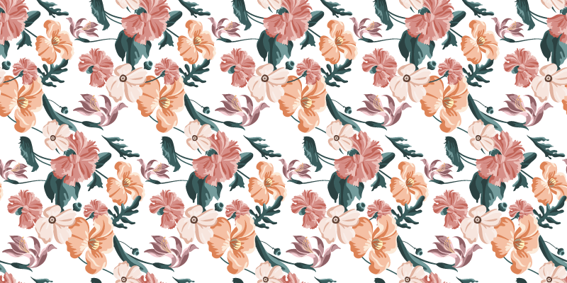 Vinyl tapijt bloemen en planten mooie pastel bloemenpatroon - TenStickers