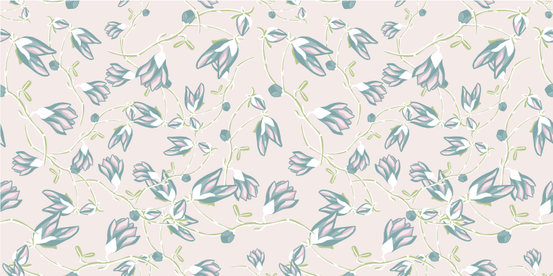 Vinyl tapijt bloemen en planten bladeren en bloemen patroon - TenStickers