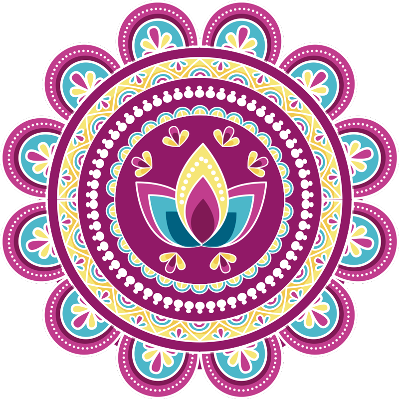 Vinyl tapijt bloemen en planten kleurrijke lotus mandala - TenStickers