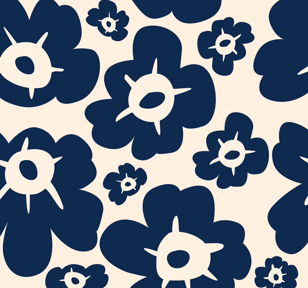 Vinyl tapijt bloemen en planten donkerblauwe papaver - TenStickers