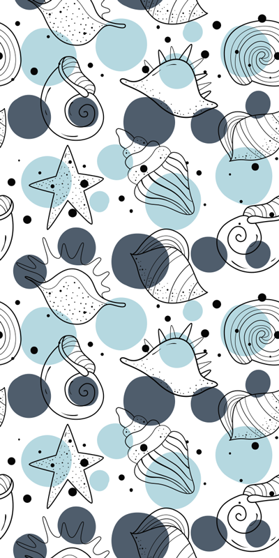 Vinyl tapijt bloemen en planten stijlvolle schelpenpatronen - TenStickers