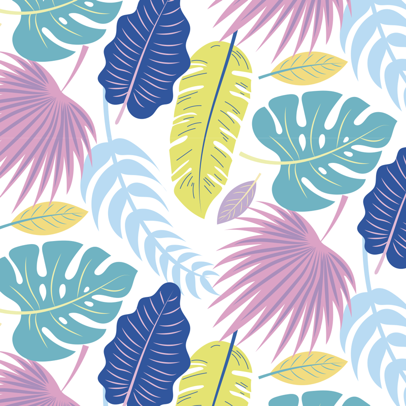 Vinyl tapijt bloemen en planten kleurrijke bladeren - TenStickers