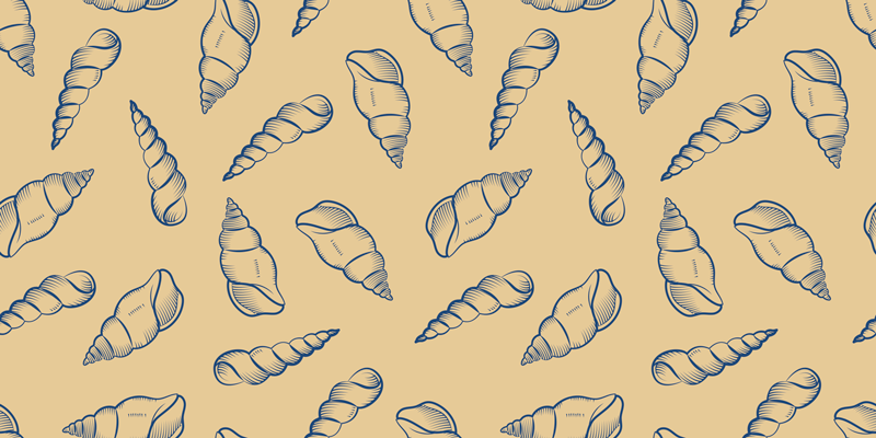 Vinyl tapijt bloemen en planten schelpmotief compositie - TenStickers