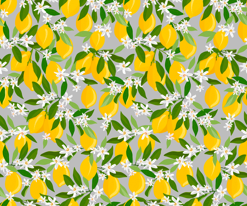 Vinyl tapijt bloemen en planten citroenbloemenpatroon - TenStickers