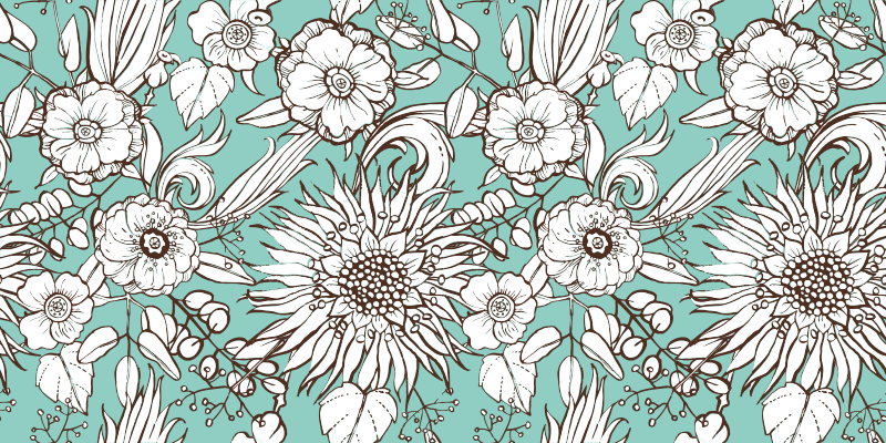 Vinyl tapijt bloemen en planten floral motieven collectie - TenStickers